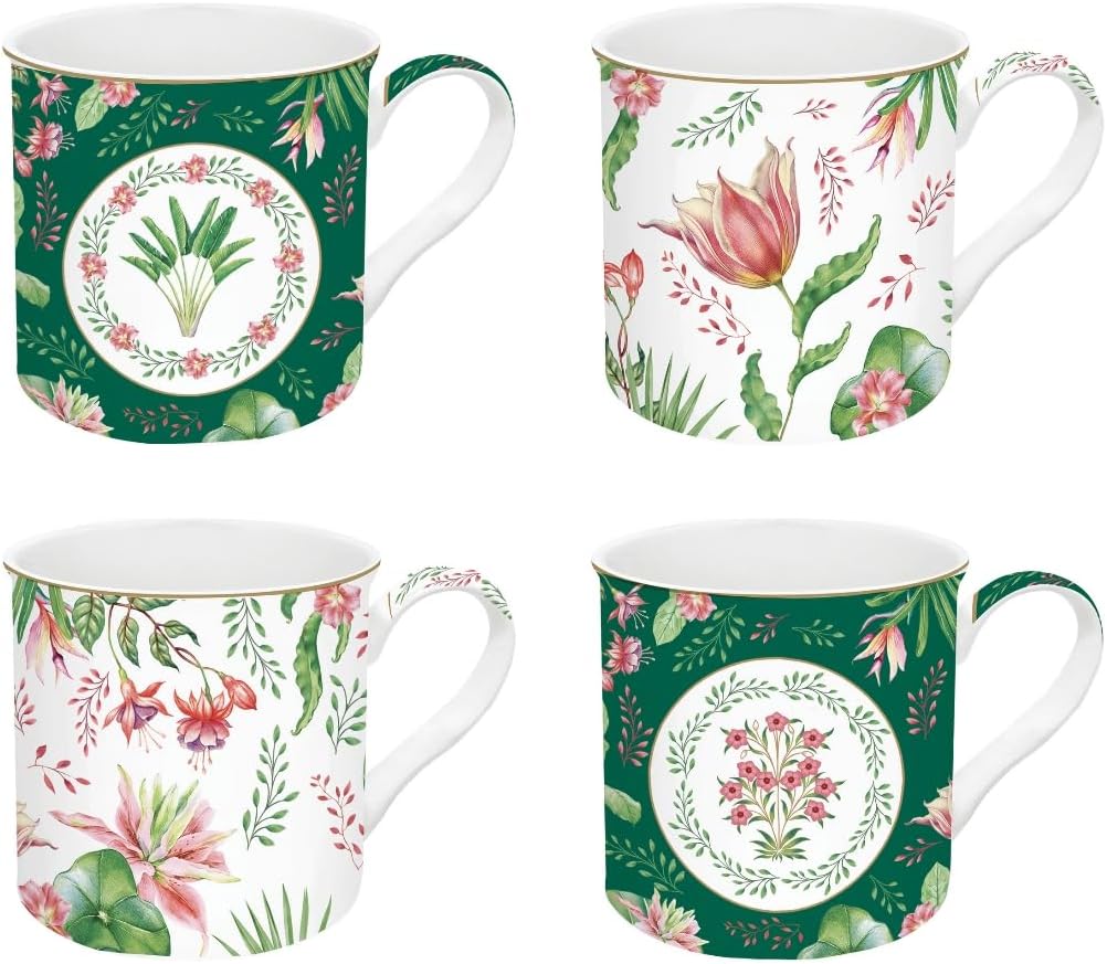 BOTANIC CHIC PORCELAIN MUGS SET OF 4