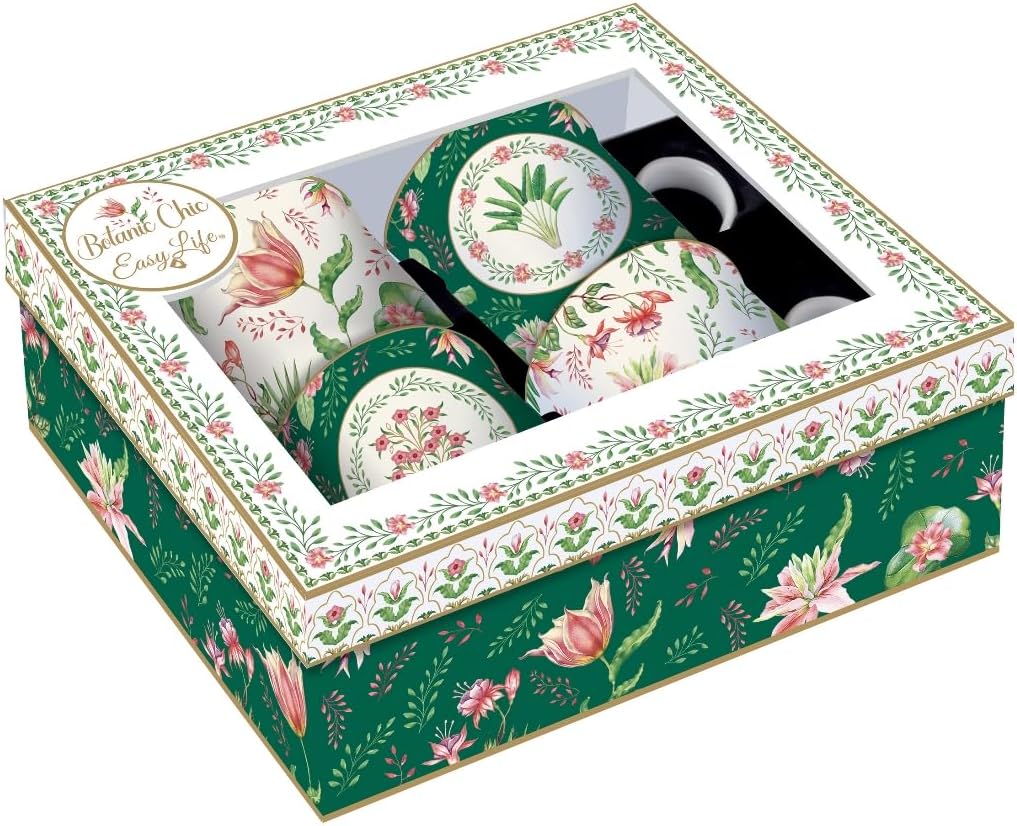 BOTANIC CHIC PORCELAIN MUGS SET OF 4