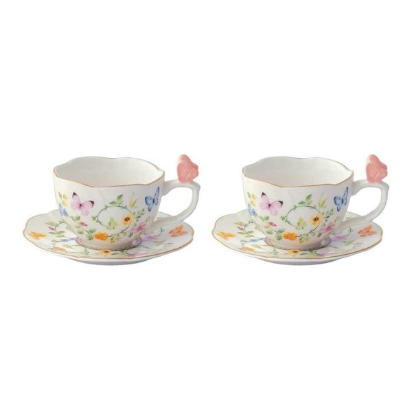 Set 2 porc.coffee cup & saucer 120 ml in color box DANCING BUTTERFLIES