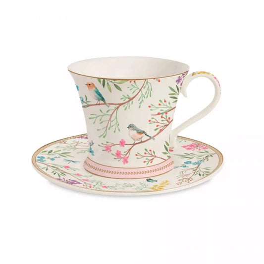 Porcelain cup & saucer 200 ml in color box BIRDS MELODY