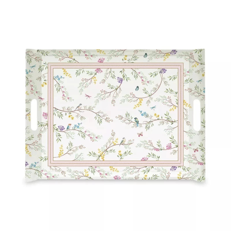 Tray with Handles - Multicolored 52x37cm Birds Melody