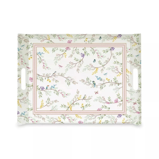 Tray with Handles - Multicolored 52x37cm Birds Melody