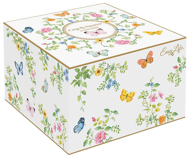 Porcelain cup & saucer 240 ml in color box DANCING BUTTERFLIES