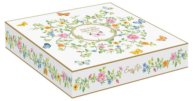 Porcelain 2 tier cake plate Ø 16/21 cm in color box DANCING BUTTERFLIES