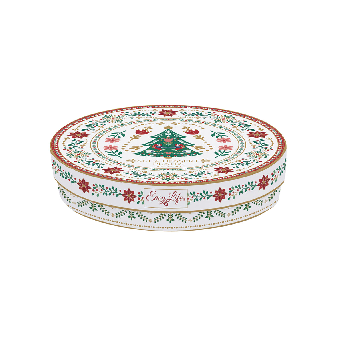 Set of 4 dessert plates in porcelain Ø 19 cm CHRISTMAS FOLK