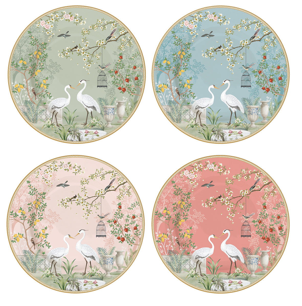 Set 4 porcelain dessert plates Ø 19 cm in hat box JARDIN DE REVES - Shukha Online Store