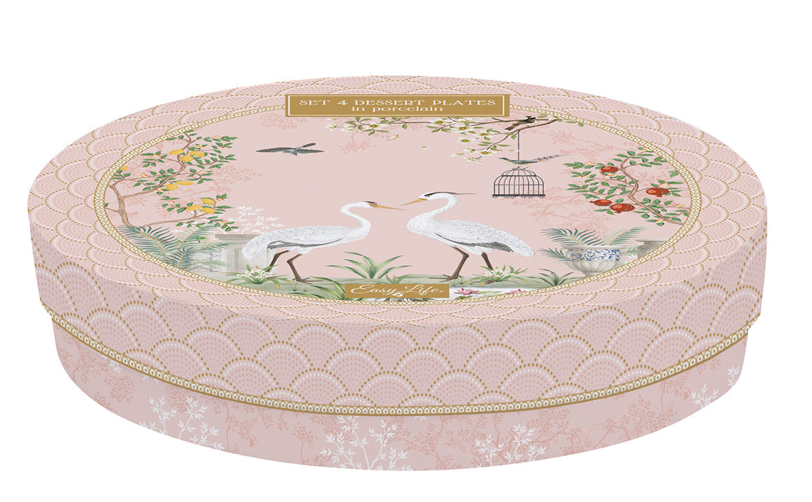 Set 4 porcelain dessert plates Ø 19 cm in hat box JARDIN DE REVES - Shukha Online Store