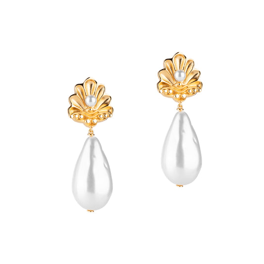 Brame earrings with pearl made of recycled plastic