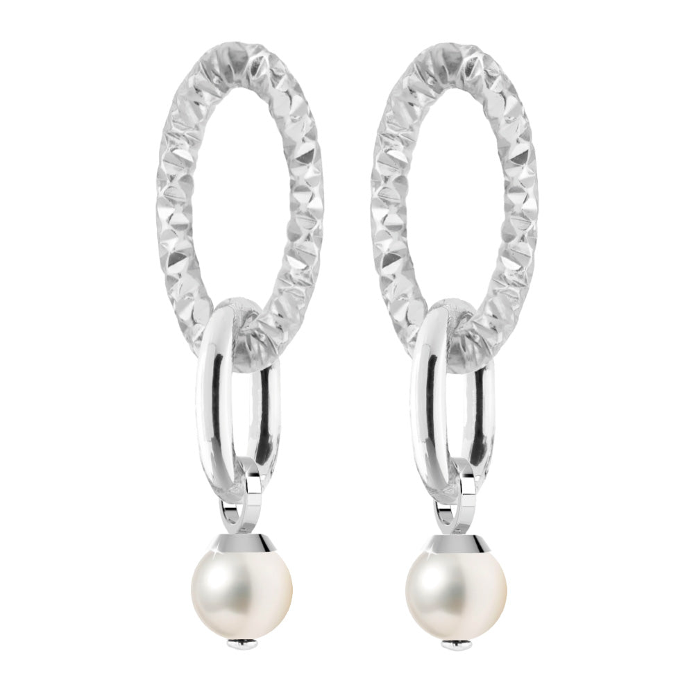 Mixed mesh and pearl drop earrings