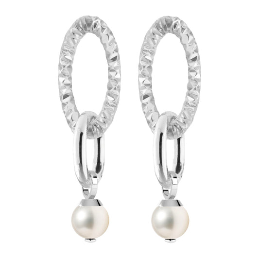 Mixed mesh and pearl drop earrings