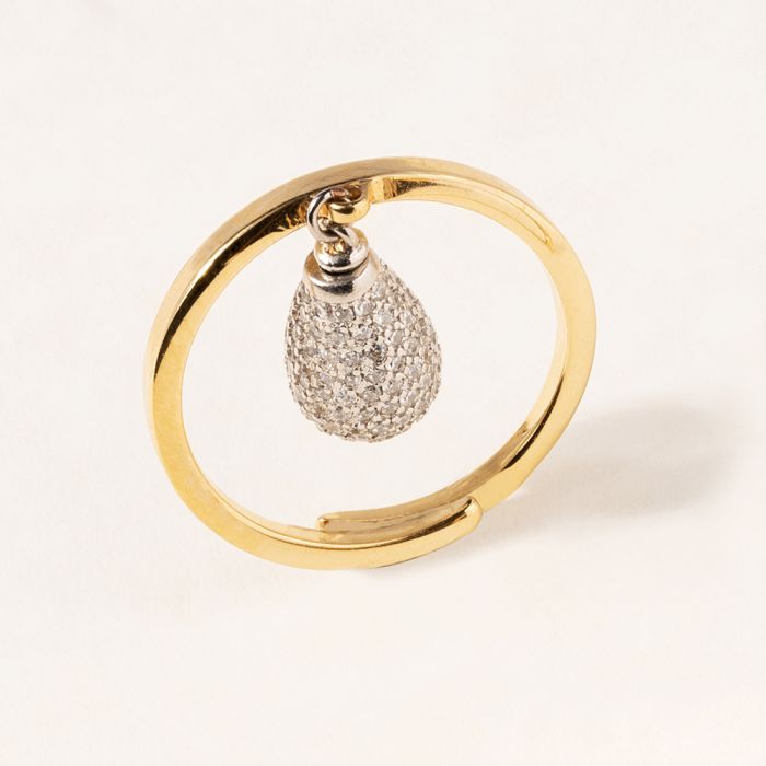 Tulipe ring with pendant stone