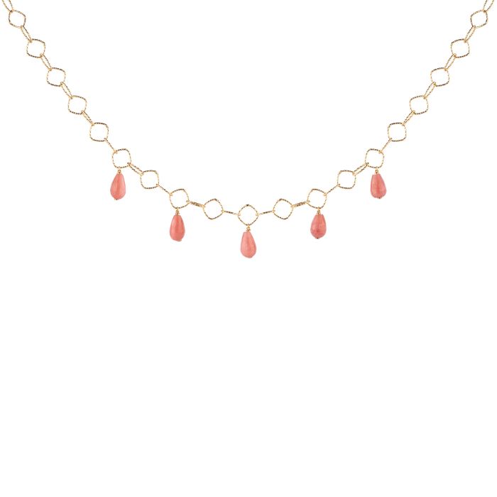 Tulipe choker necklace with five coloured stones pendants