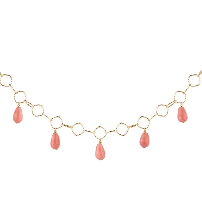 Tulipe choker necklace with five coloured stones pendants