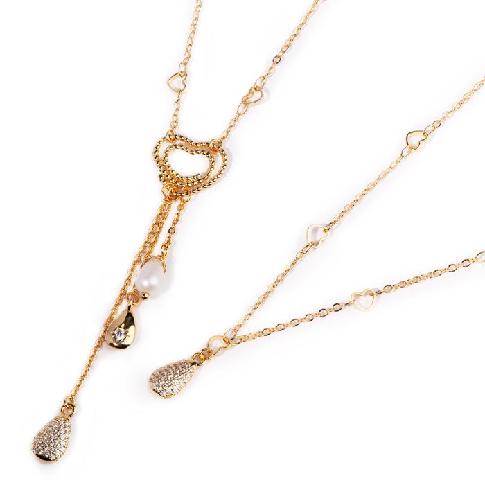 Tulipe necklace with central heart and pendants