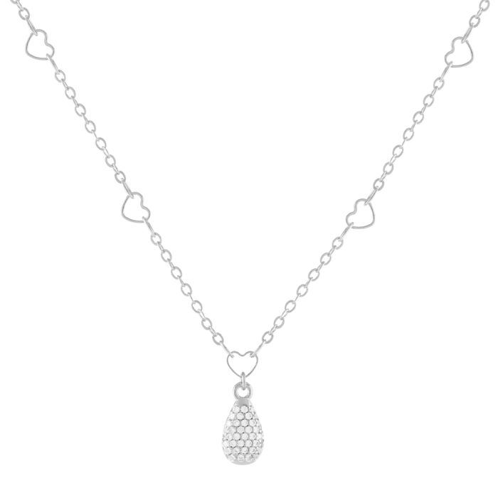 Tulipe necklace with pavé drop and pearl
