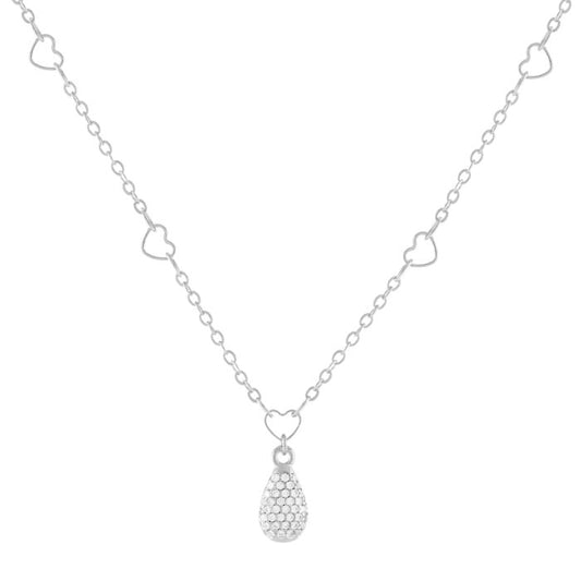 Tulipe necklace with pavé drop and pearl