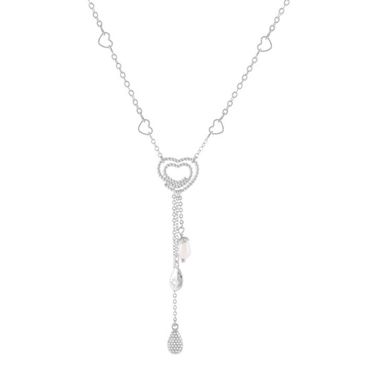 Tulipe necklace with central heart and pendants