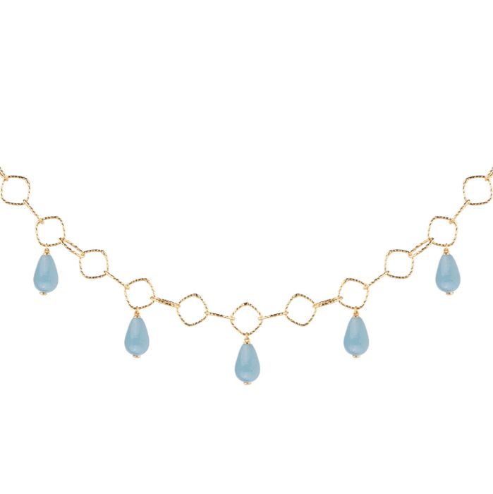 Tulipe choker necklace with five coloured stones pendants