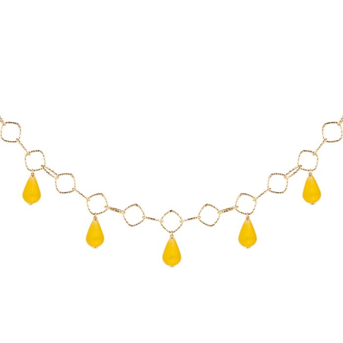 Tulipe choker necklace with five coloured stones pendants