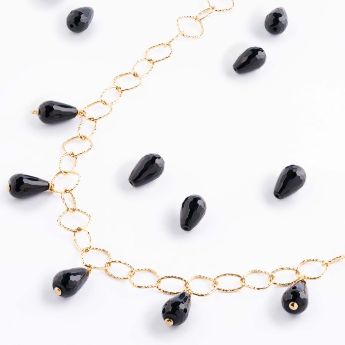 Tulipe choker necklace with five coloured stones pendants