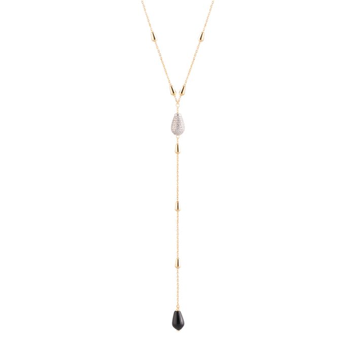 Tulipe rosary necklace with zircons and natural stones pendant
