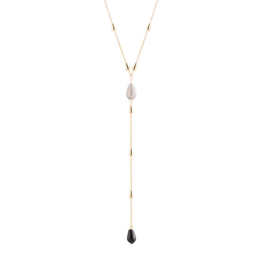 Tulipe rosary necklace with zircons and natural stones pendant