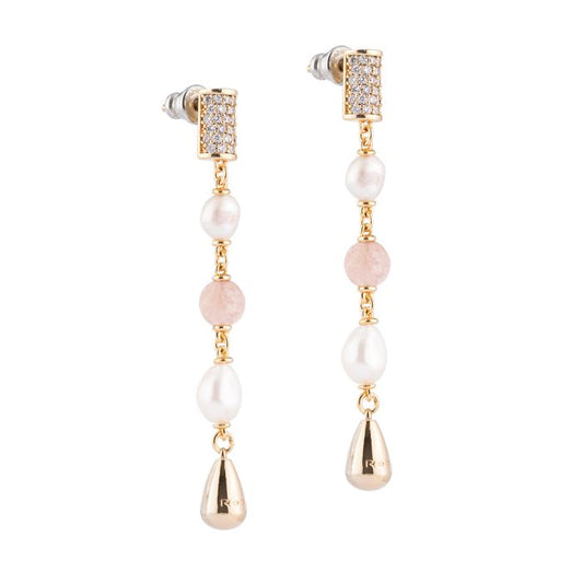 Tulip earrings with pendant and zirconia