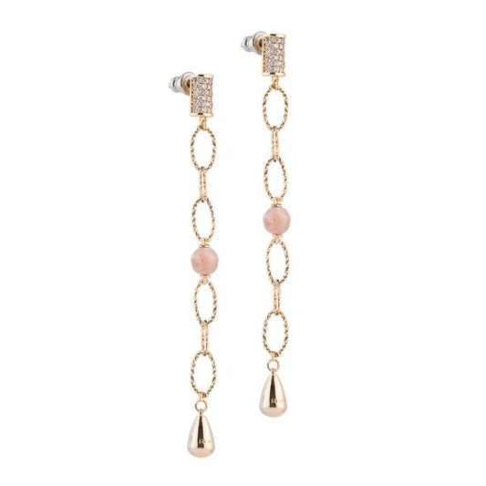 Tulip earrings with pendant and zirconia