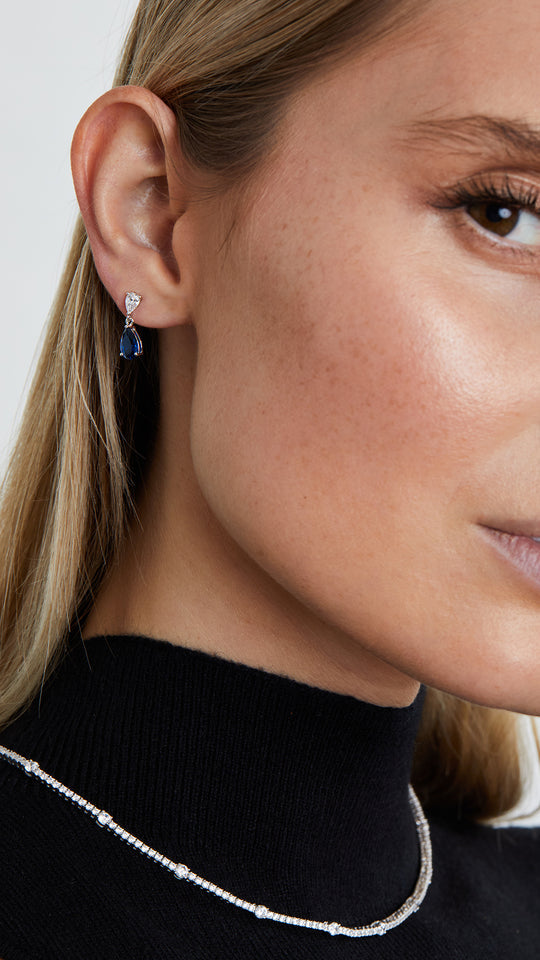 Arabella Baby Earrings Sapphire Sterling Silver