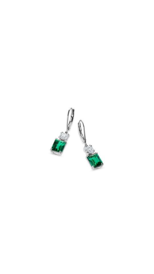 Shannon Earrings Emerald Green Sterling Silver