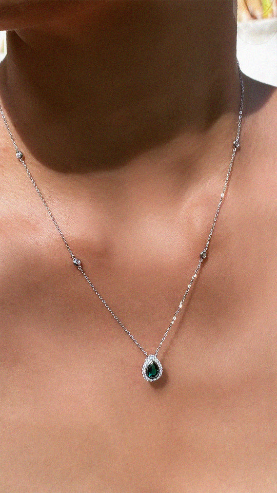 Emile Necklace Emerald Green Sterling Silver