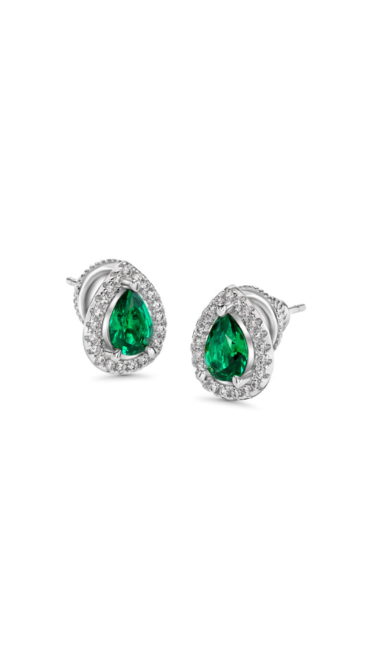 Emile Stud Earrings Emerald Green Sterling Silver