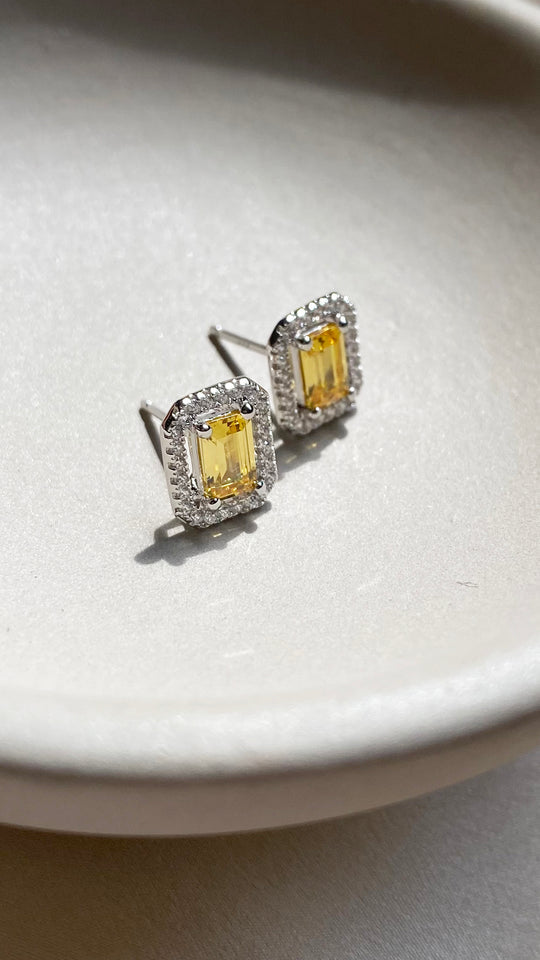 Eton Stud Earrings Yellow Sterling Silver