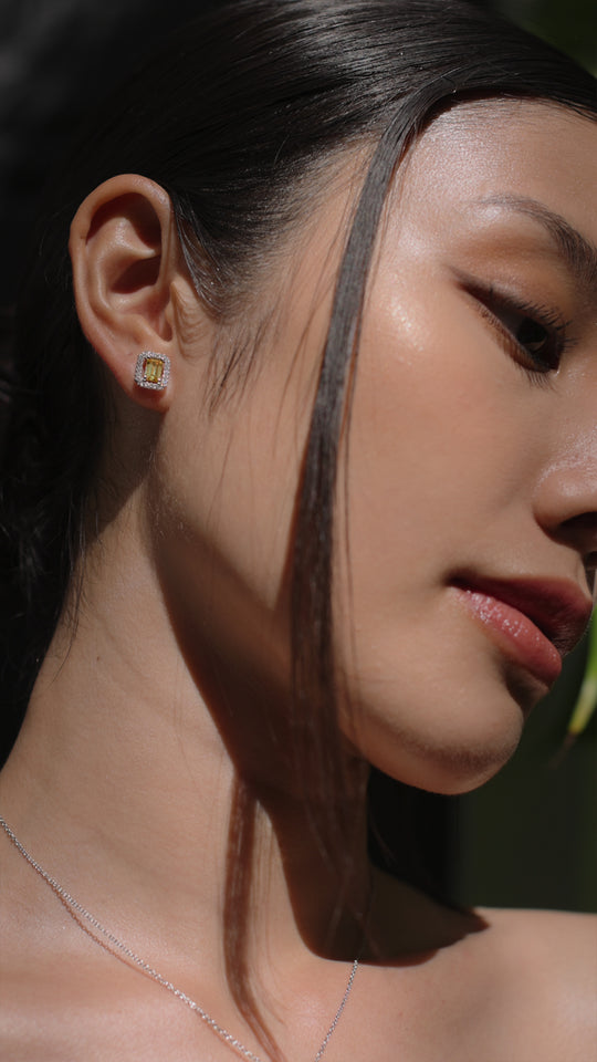Eton Stud Earrings Yellow Sterling Silver