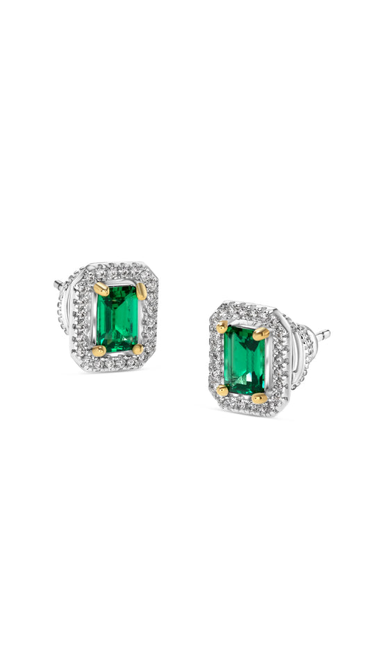 Eton Stud Earrings Emerald Green Sterling Silver