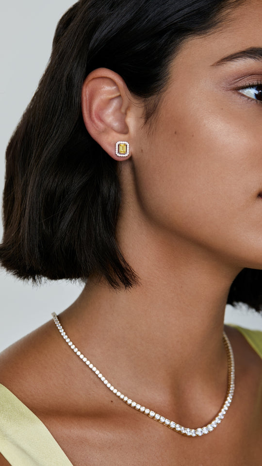 Eton Stud Earrings Yellow Sterling Silver