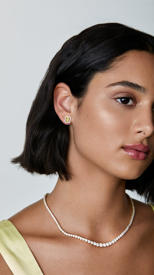 Eton Stud Earrings Yellow Sterling Silver