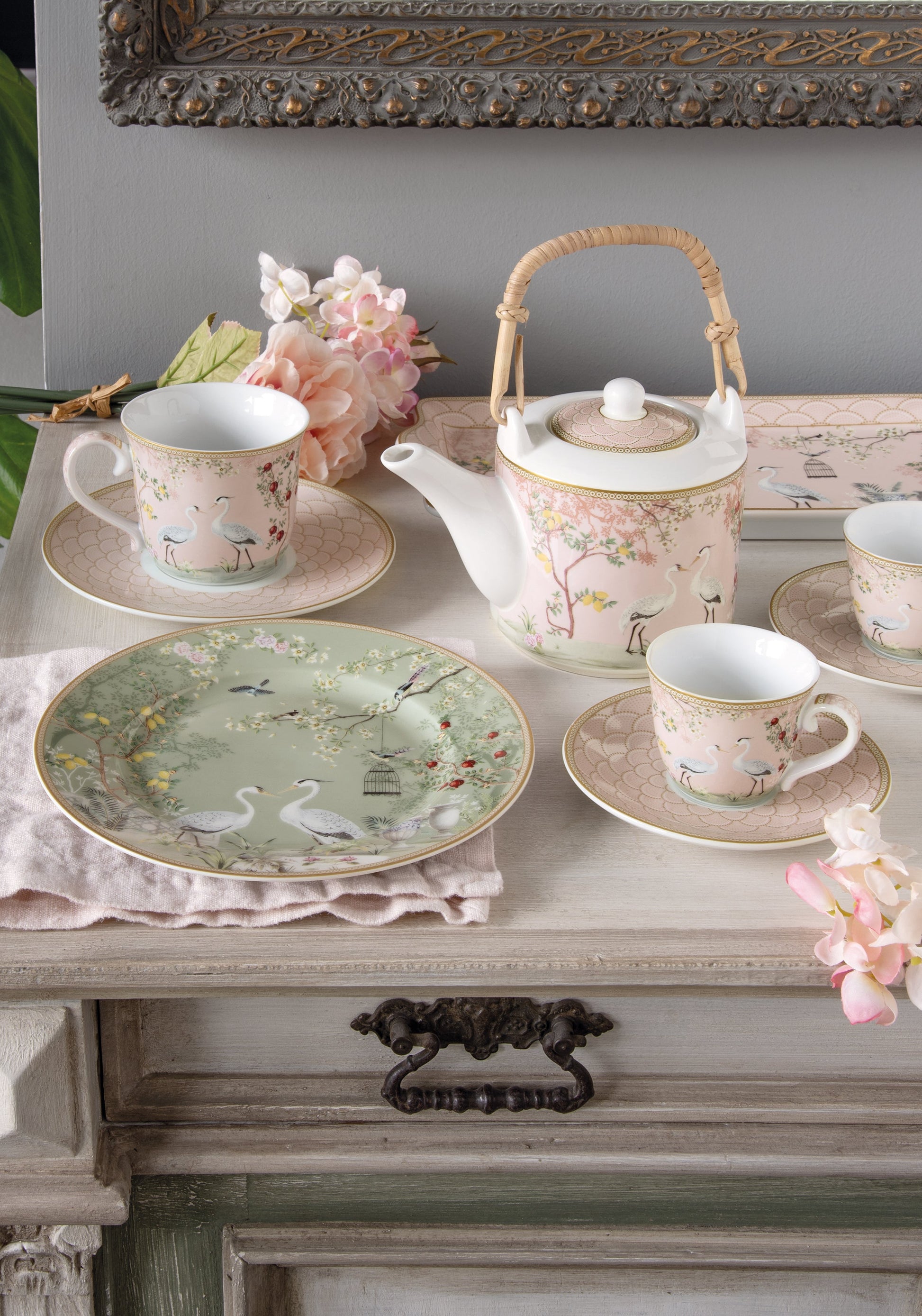 Set 6 coffee cups & saucers in porcelain  in gift box JARDIN DE REVES - Shukha Online Store