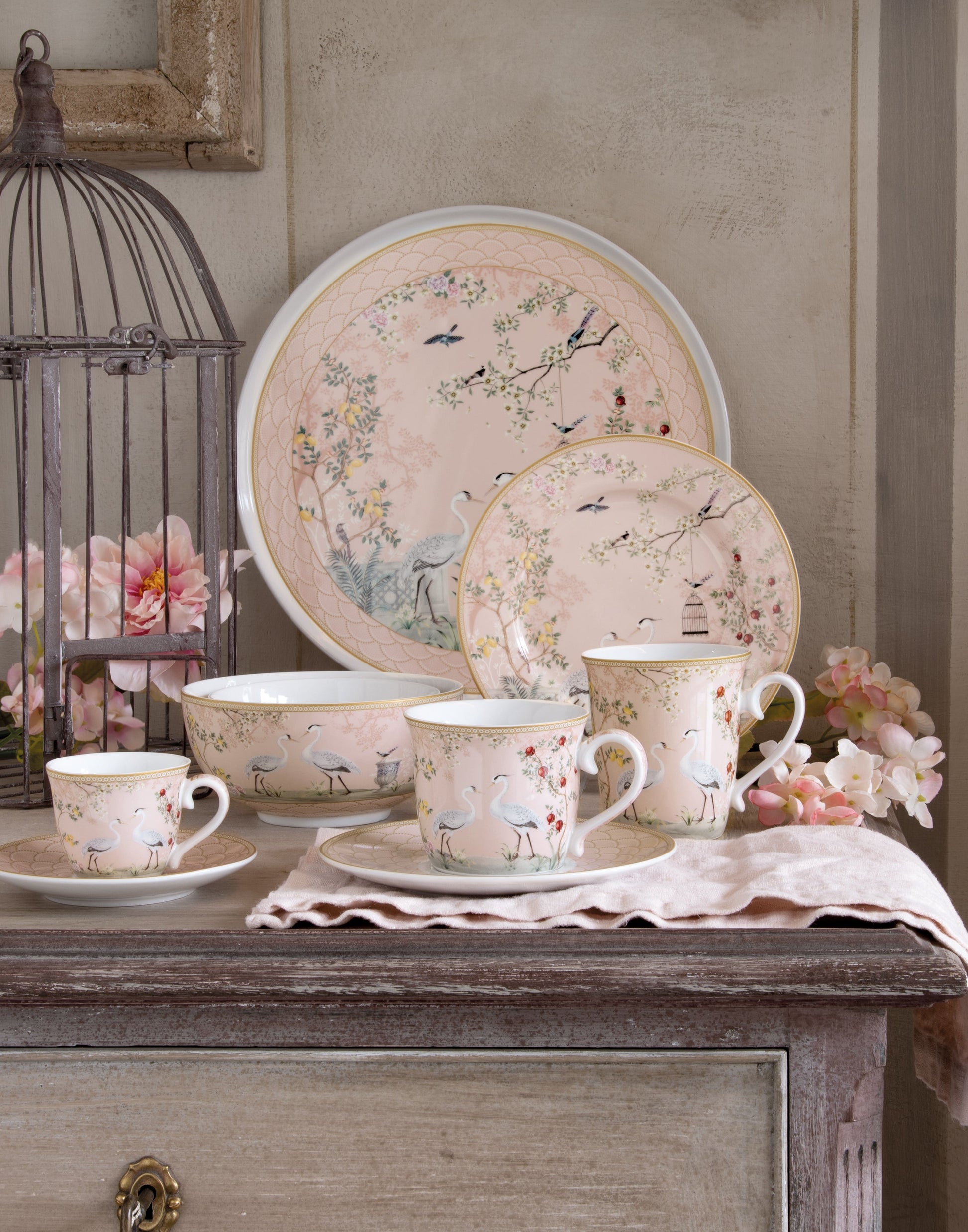 Set 6 coffee cups & saucers in porcelain  in gift box JARDIN DE REVES - Shukha Online Store