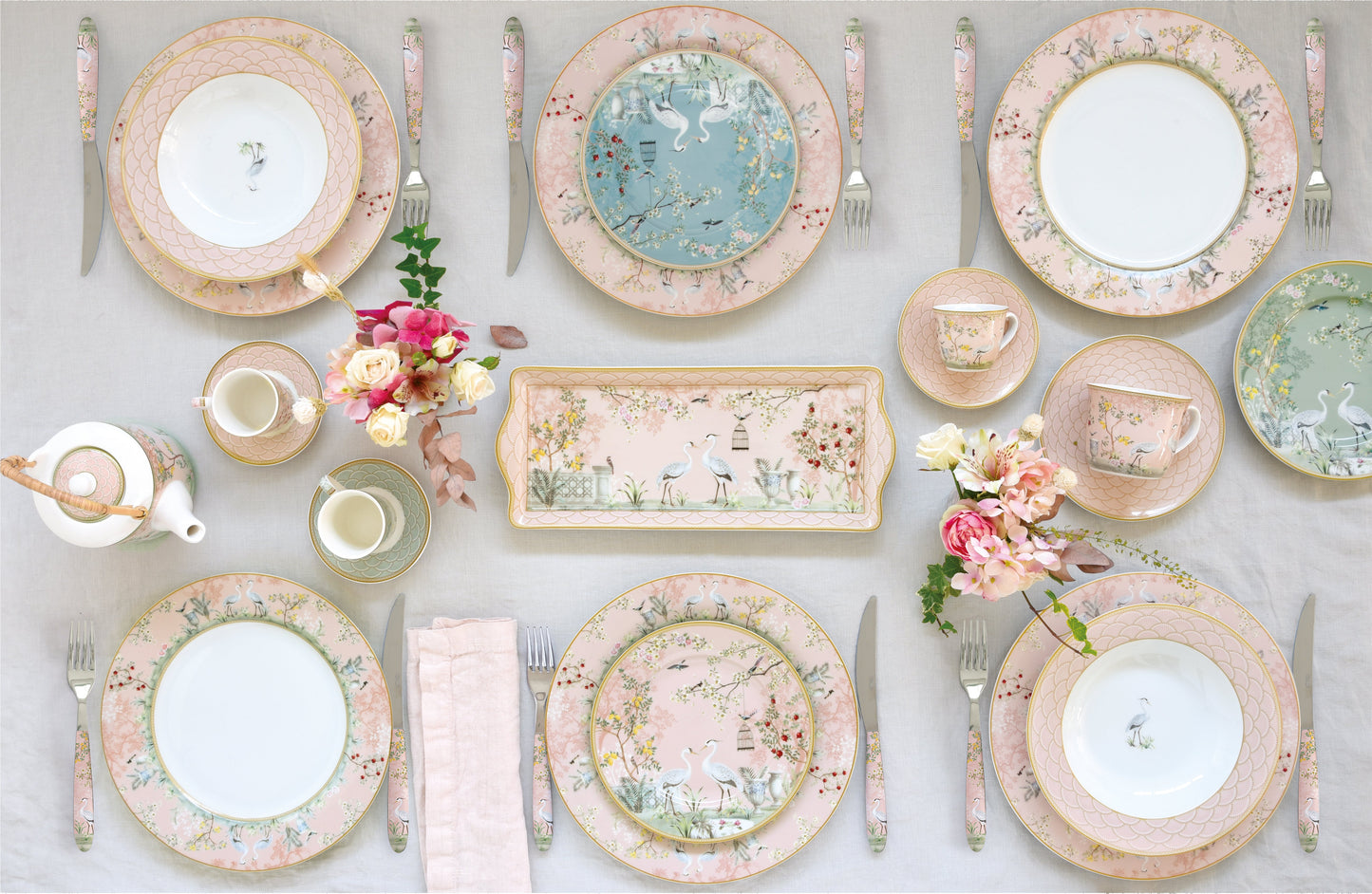 Set 4 porcelain dessert plates Ø 19 cm in hat box JARDIN DE REVES - Shukha Online Store
