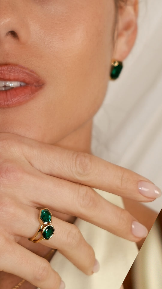 Demi Ring Emerald Green Gold Vermeil