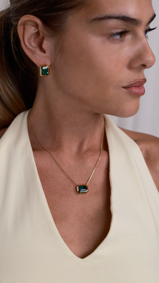 Lily Necklace Emerald Green Gold Vermeil