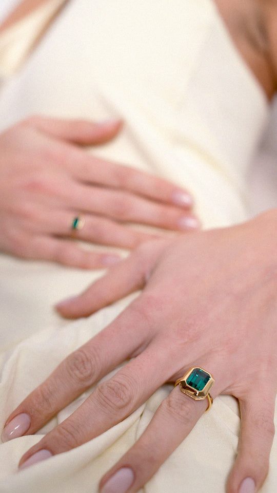 Lily Ring Emerald Green Gold Vermeil