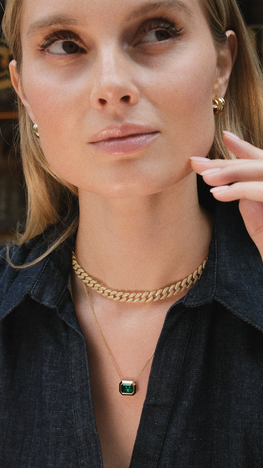 Lily Necklace Emerald Green Gold Vermeil