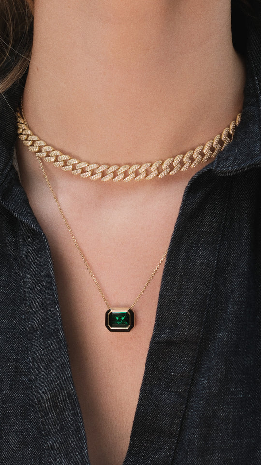 Lily Necklace Emerald Green Gold Vermeil