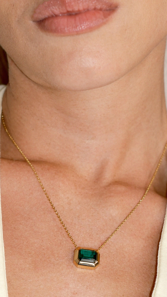 Lily Necklace Emerald Green Gold Vermeil