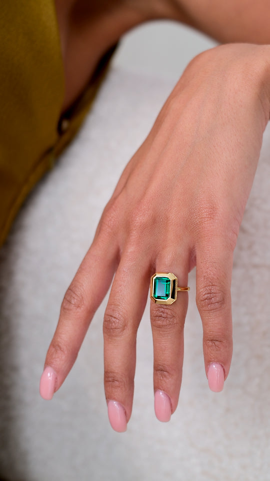 Lily Ring Emerald Green Gold Vermeil