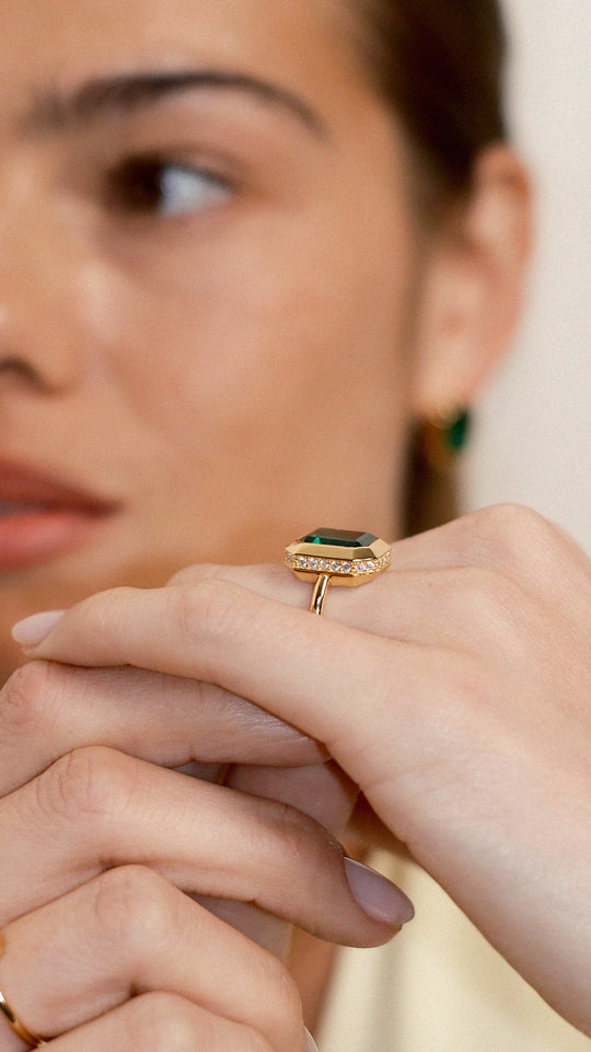 Lily Ring Emerald Green Gold Vermeil