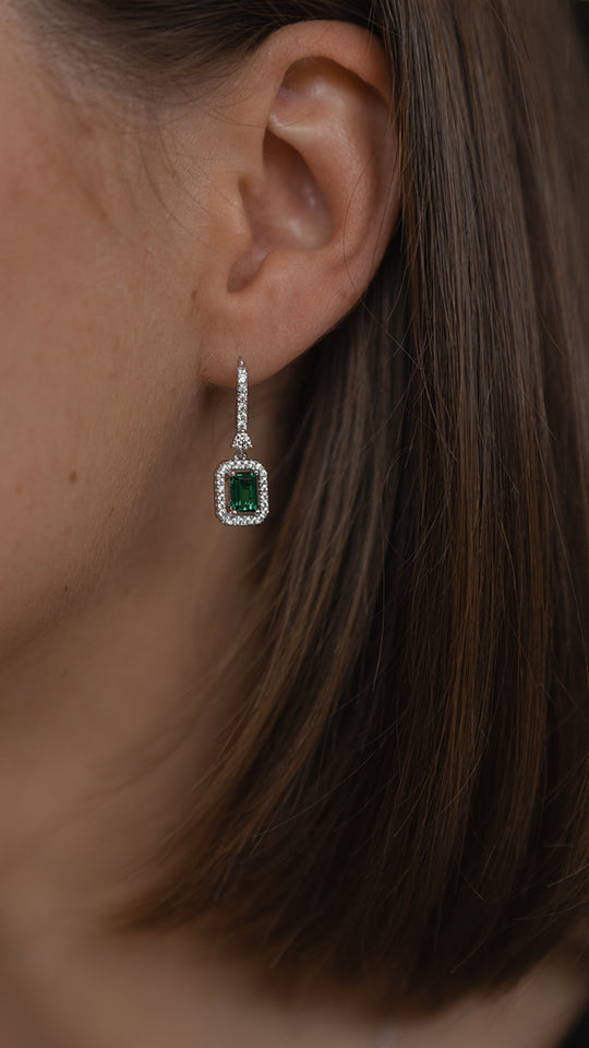 Moxie Earrings Emerald Green Sterling Silver