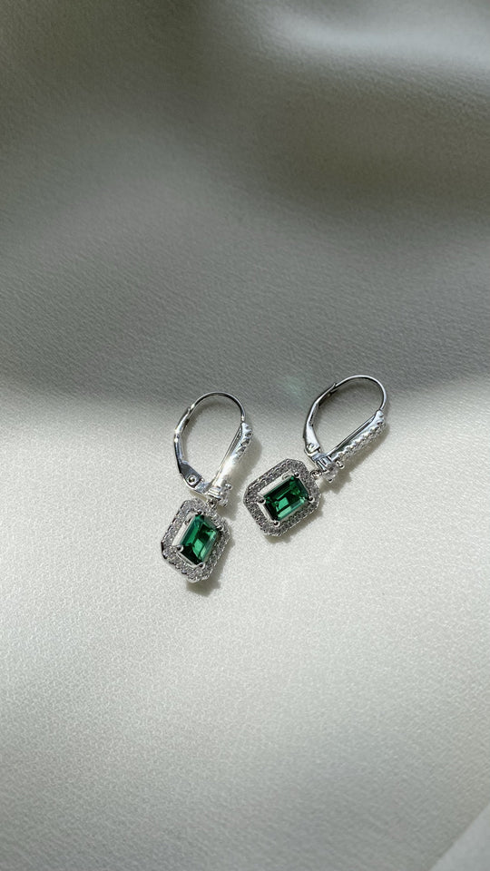 Moxie Earrings Emerald Green Sterling Silver